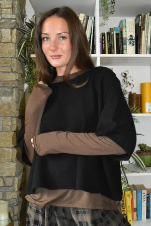 Essential Cashmere Blend Sheer Layering Top Chocolate